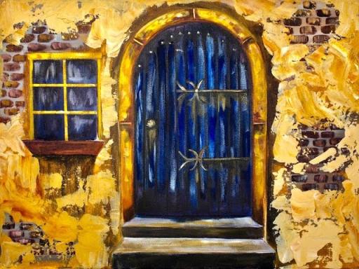 Old Blue Door With Stucco Beginners Acrylic Painting Tutorial