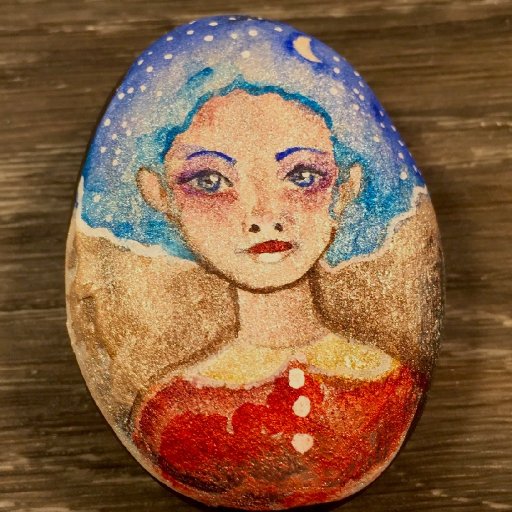 girl on rock watercolor patron 