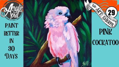pink cockatoo Easy Daily Painting  Step by step Acrylic Tutorials Day 29   #AcrylicApril2020