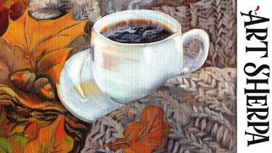 AUTUMN COFFEE Beginners Learn to paint Acrylic Tutorial Step by Step