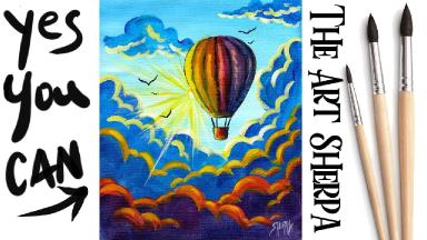 Hot Air Balloon Sunset | Easy Acrylic Painting STEP BY STEP  #1 | The Art Sherpa