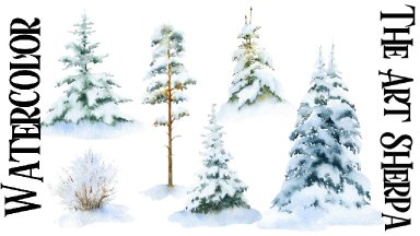 Snowy Pine Trees  Study Easy How to Paint Watercolor Step by step | The Art Sherpa