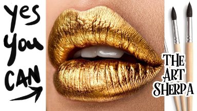 How to paint metal Gold lips Beginners Learn to paint Acrylic Tutorial Step by Step