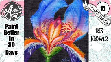 Close up Iris flower  Easy Acrylic Tutorial Step by Step Day 15   #AcrylicApril2022