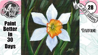 Daffodil Floral   Easy Acrylic Tutorial Step by Step Day 28   #AcrylicApril2022