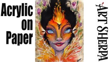 The Fire Fairy Portrait  Acrylic on Paper painting Tutorial Step by Step   #AcrylicTutorial