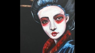 Geisha inspired painting lesson in Acrylic Paint  #5 About Face Big Art Quest