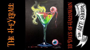 Creepy cocktail Beginner Acrylic Painting Step by step #13 Days of Halloween