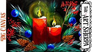 LARGE CANVAS Holiday Floral Easy Acrylic painting tutorial step by step Live Streaming