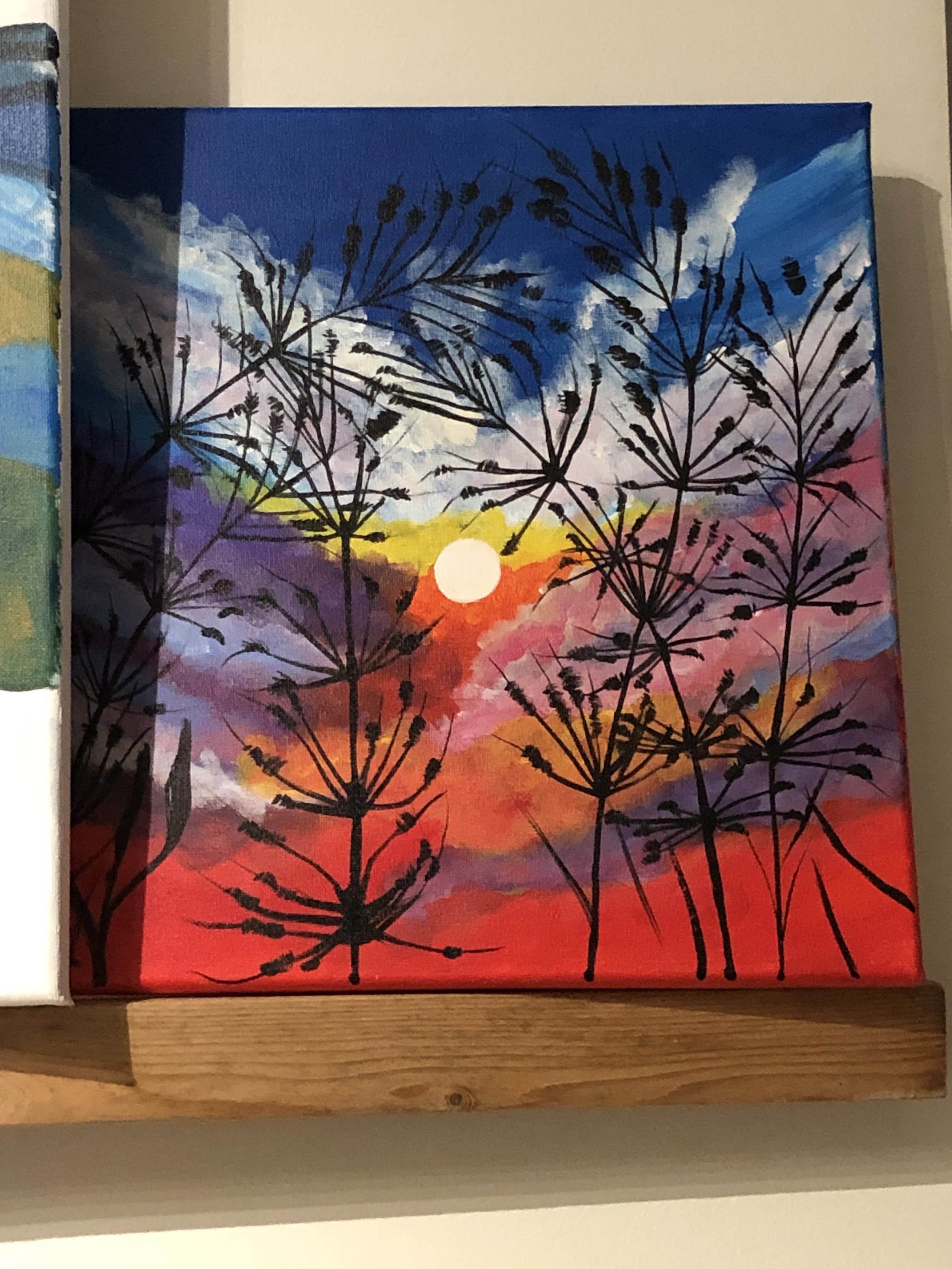 sunset with grass painting