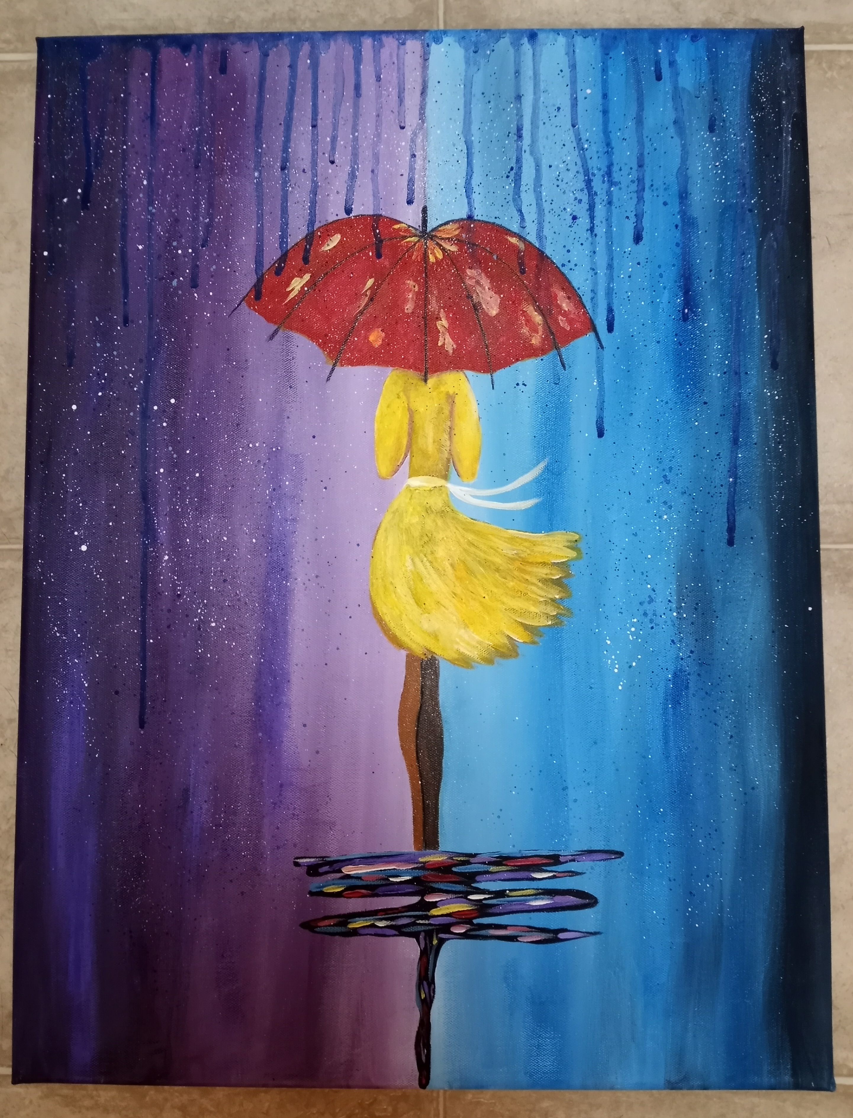 Rainy Day Painting / Acrylic Painting for Beginners 
