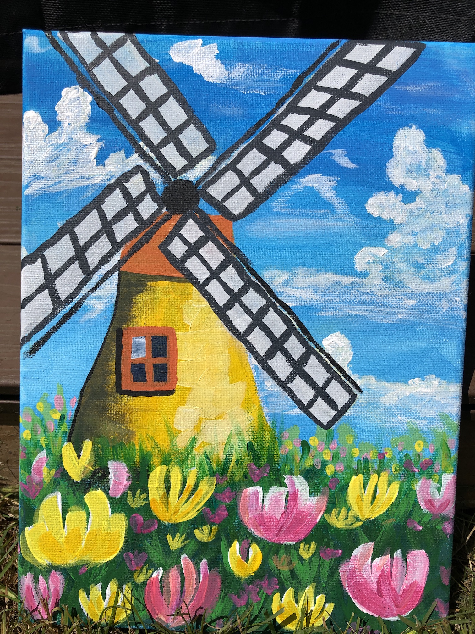 How To Paint With Acrylic On Canvas Windmill Tulips | The Art Sherpa