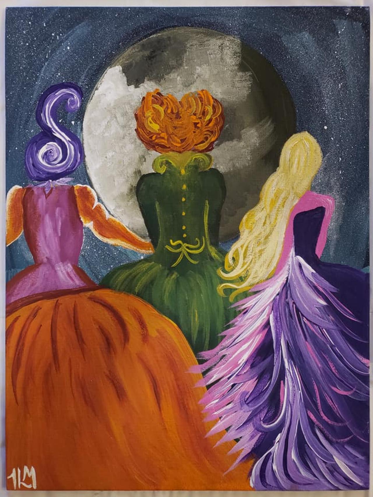 How To Paint With Acrylic On Canvas Hocus Pocus Witch Sisters