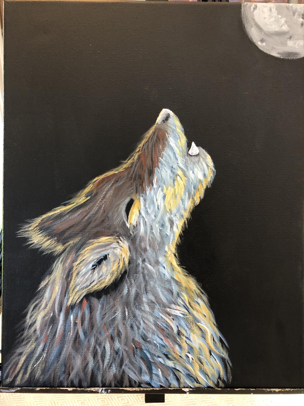 WOLF Howling Step By Step Acrylic Painting On Canvas For Beginners