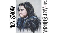 How to paint Acrylic portrait of Jon Snow LIVE part 2