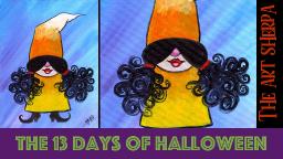 Easy Girl Gnome Candy Corn 13 days of Halloween painting Step by step Day 7 Theartsherpa