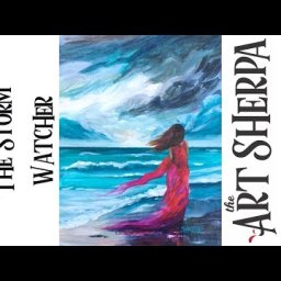 Easy Step by step Acrylic tutorial  on Canvas Girl Walking Stormy Beach #playlive