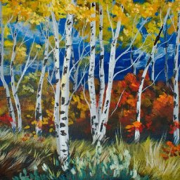 How to paint with Acrylic Harvest Birch Trees