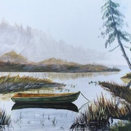 How to paint Acrylic landscape Misty LAKE live (take2)