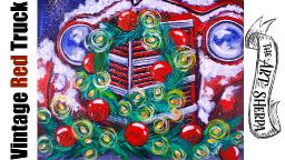 Old Red Truck Christmas Wreath Acrylic Painting Tutorial Live Stream