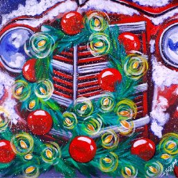 Old Red Truck Christmas Wreath Acrylic Painting Tutorial Live Stream