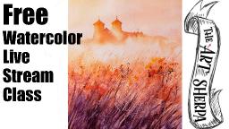 Live streaming watercolor class Fall Fantasy castle step by step | TheArtSherpa