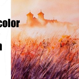 Live streaming watercolor class Fall Fantasy castle step by step | TheArtSherpa