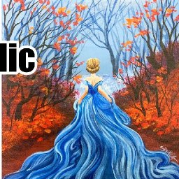 Live stream acrylic Art class Autumn Forest Fairytale Girl in Blue Dress | TheArtSherpa