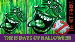 Easy Drippy Acrylic Slimer Halloween Spooky live stream  painting Step by step Day 6 | TheArtSherpa