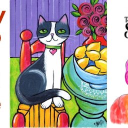 Easy Cat with Lemons Pop art style Still life Acrylic tutorial  live stream  | TheArtSherpa