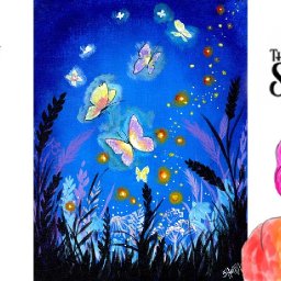 Easy Magic Butterflies Night Garden Fantasy tutorial live stream   | TheArtSherpa