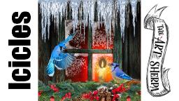 Icicles Blue Jays at Winter Window Acrylic Painting Tutorial | TheArtSherpa