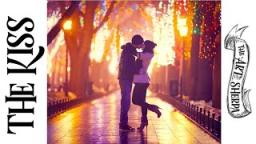Two lovers Kissing in a city night park