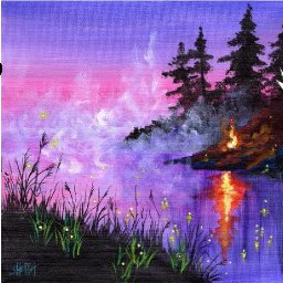 Easy Lake and Campfire  Step by step Acrylic Tutorial Day  #5 AcrylicApril2021​​ | TheArtSherpa