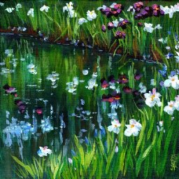 Easy Iris Flowers in a Pond Step by step Acrylic Tutorial Day  #6 AcrylicApril2021​​ | TheArtSherpa