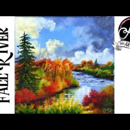 Easy How to paint  Autumn Landscape River Acrylic Tutorial Day 7 #AcrylicApril2021​​​ | TheArtSherpa