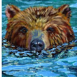 BEAR IN RIVER WATER Beginners Learn to paint Acrylic Tutorial Step by Step Day 11  #AcrylicApril2021