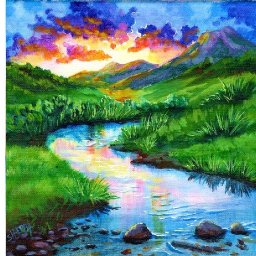 MOUNTAIN MEADOW STREAM Beginners Learn to paint Acrylic Step by Step Day 12 #AcrylicApril2021