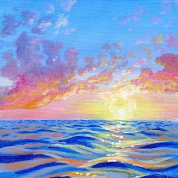 SUNSET WAVES OCEAN  Beginners Learn to paint Acrylic Tutorial Step by Step Day 14  #AcrylicApril2021