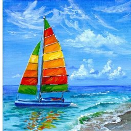 CATAMARAN BEACH  Beginners Learn to paint Acrylic Tutorial Step by Step Day 16 #AcrylicApril2021