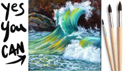 CRASHING WAVE  Beginners Learn to paint Acrylic Tutorial Step by Step Day  #AcrylicApril2021