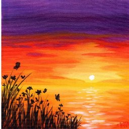 EASY SUNSET OCEAN Beginners Learn to paint Acrylic Tutorial Step by Step Day  18 #AcrylicApril2021