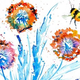 EASY DANDELION FLOWER AND BEE  How to Paint Watercolor Step by step | The Art Sherpa