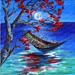 HAMMOCK SEASCAPE MOONLIGHT Beginners Learn to paint Acrylic Tutorial  Day 22 #AcrylicApril2021