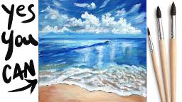 SEAFOAM BLUE SEA Beginners Learn to paint Acrylic Tutorial Step by Step Day 23 #AcrylicApril2021