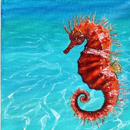SEAHORSE Beginners Learn to paint Acrylic Tutorial Step by Step Day 27 #AcrylicApril2021