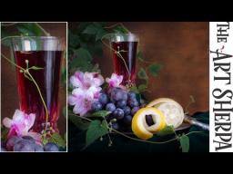 How to paint a Wine Glass Vines  and Still Life Background LIVE