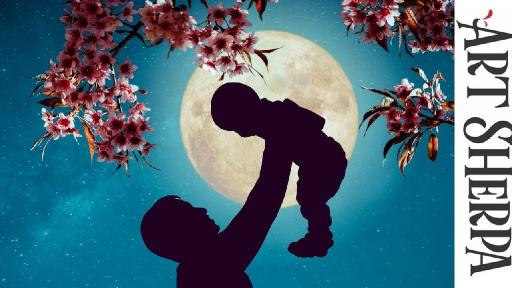 Father And Child Moon Flower Beginners Learn To Paint Acrylic Tutorial ...
