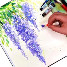 Easy Q-tip Wysteria  How to Paint Watercolor Step by step | The Art Sherpa