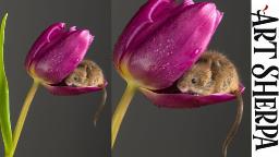 MOUSE IN A TULIP Easy How to Paint Watercolor Step by step | The Art Sherpa